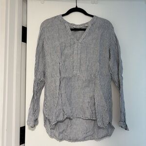 Orvis Blue and White Striped Blouse